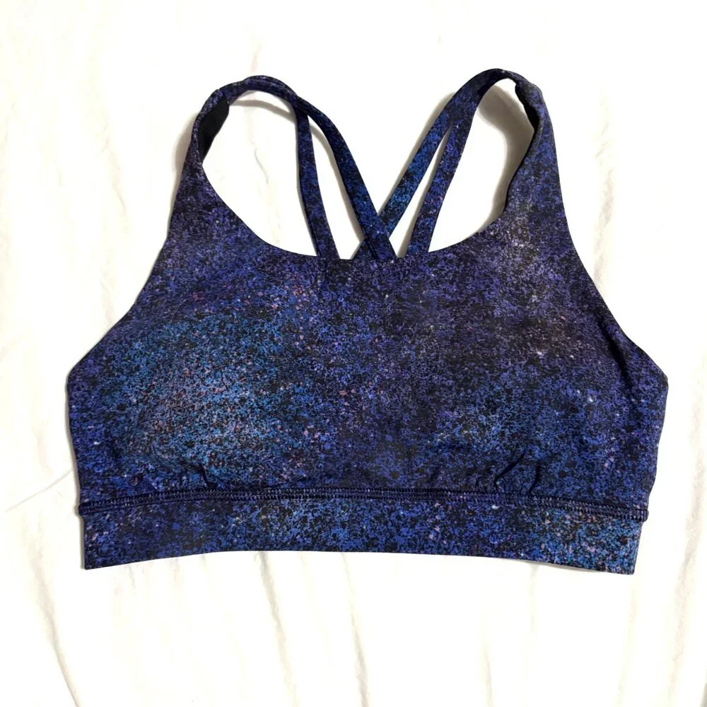 EXCELLENT Lululemon Energy Sports Yoga Bra Nulux Medium Support Purple Blue 4 - Picture 7 of 10